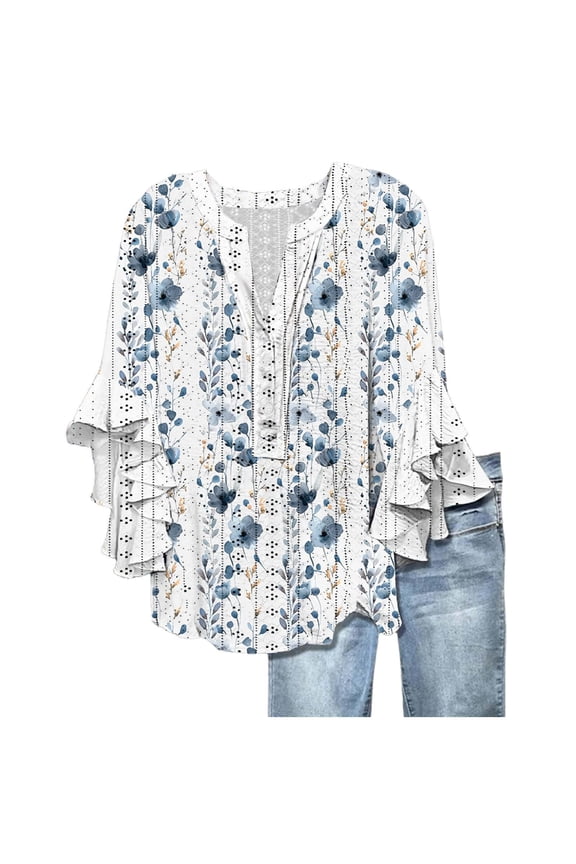 Blouses for women dressy casual Polyester Soft Clothing M Blue womens blouses