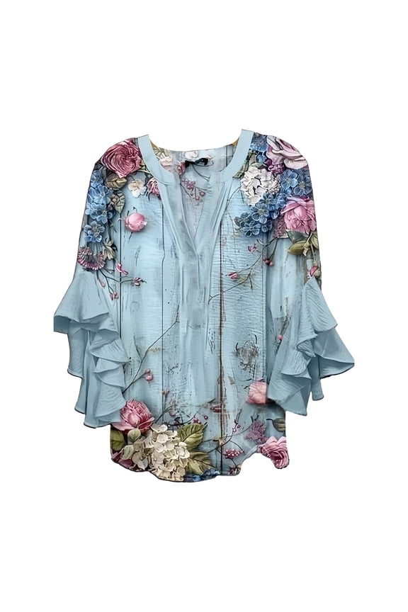 Blouses for women dressy casual Polyester,Spandex Soft Clothing M Blue womens blouses