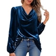 thumbnail image 1 of Blouses for women dressy casual Polyester,Spandex Soft Clothing XXL Blue womens blouses, 1 of 4
