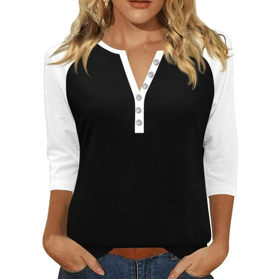 Blouses for women dressy casual Three-quarter sleeves Polyester and Spandex Soft Clothing L White womens blouses