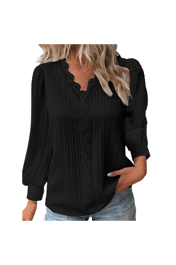 Blouses for women dressy casual polyester Soft Clothing M Black womens blouses