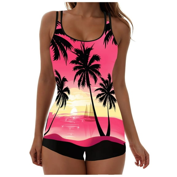 Blouson Tankini Swimsuits for Women 2 Piece Bathing Suits Tops with Boyshorts Modest Loose Fit Swimwear