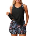 thumbnail image 1 of Blouson Tankini Swimsuits for Women 2026 Tummy Control Two Piece Bathing Suits with Sporty Pockets Swim Shorts, 1 of 5