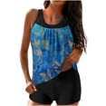 thumbnail image 1 of Blouson Tankini Swimsuits for Women Tie Dye Modest Tankinis Two Piece Bathing Suits with Swim Shorts(Navy XL), 1 of 5