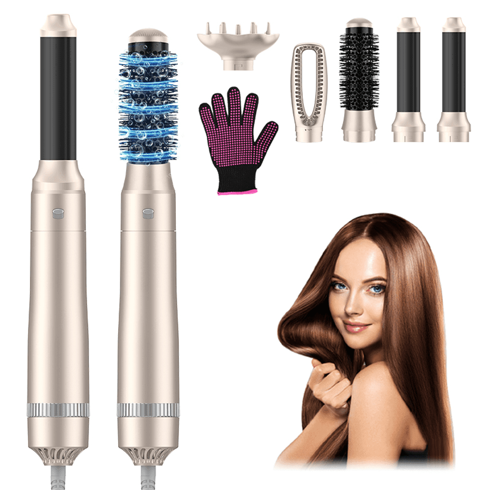 Blow Dryer Brush ABS CrazyDeer Negative Ion Detachable 1200W Gold Color Electric Hair Dryer Brush