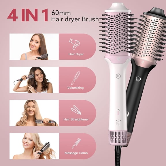 Blow Dryer Brush Hair Dryer | One-Step Hot Air Brush with Oval Volumizer High-Speed Hair Styler with Negative Ions for Drying & Smoothing & Volumizing for All Hair Types 110000 RPM Black