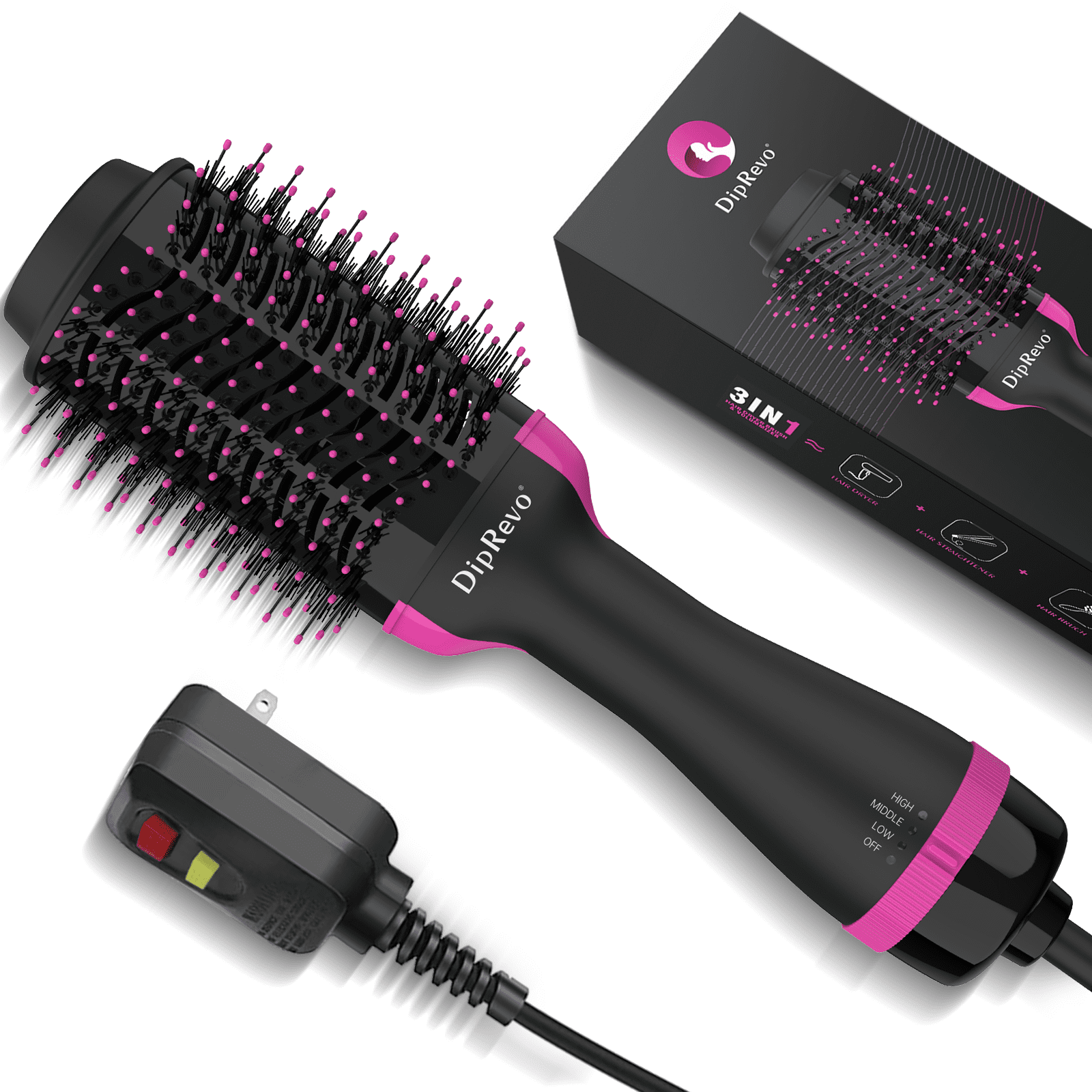 Blow Dryer Brush Air Brush One Step Volumizer Ion Hair Straightener Brush Black DipRevo - Walmart.com