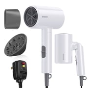 BABONIR 1875W Foldable Hair Dryer, Lightweight Ionic Blow Dryer with Diffuser and Concentrator for Everyday Home Styling, Compact Design, White