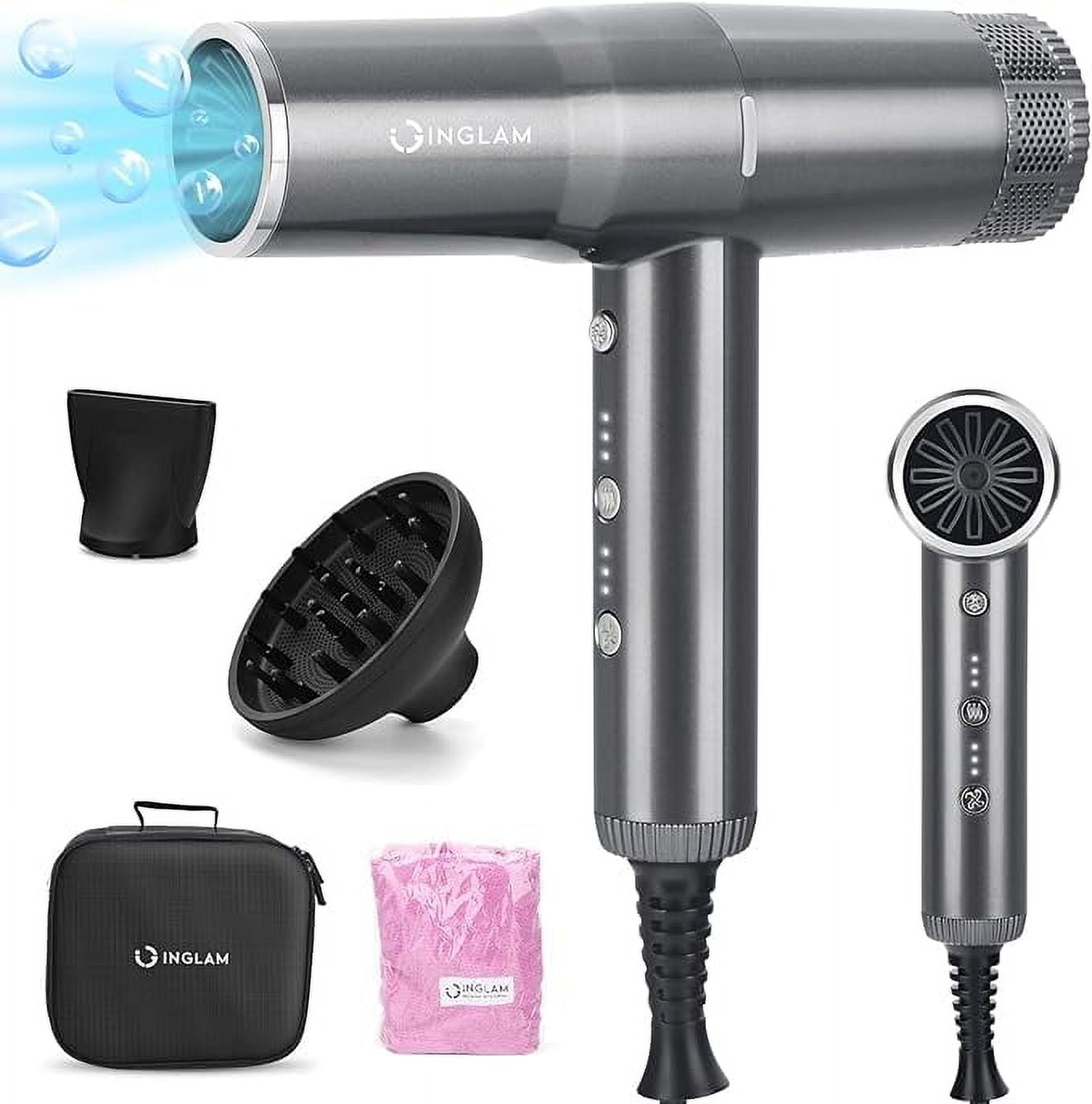 Hair Blow Dryer with Diffuser, IG INGLAM Professional 110,000 RPM High Speed Brushless Motor Negative Ion Low Noise Constant Temperature Auto-Clean, 3 Heat Settings 3 Speeds Powerful Ionic Hair Dryer