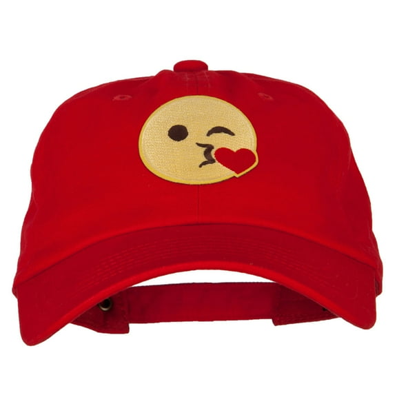 Blow Kiss Icon Patched Unstructured Washed Cap - Red OSFM