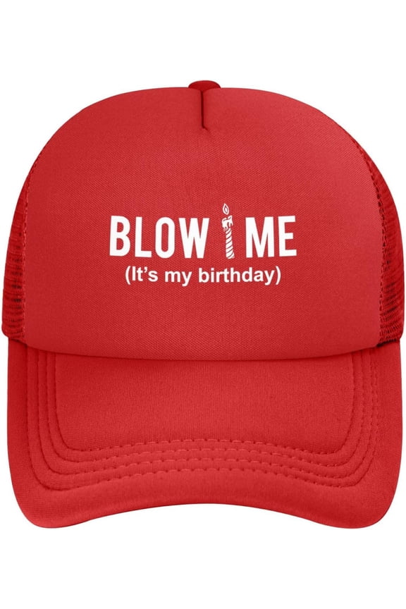 Blow Me It's My Birthday Baseball Hat Classic Solid Color Adjustable Mesh Baseball Cap for Men Women Black