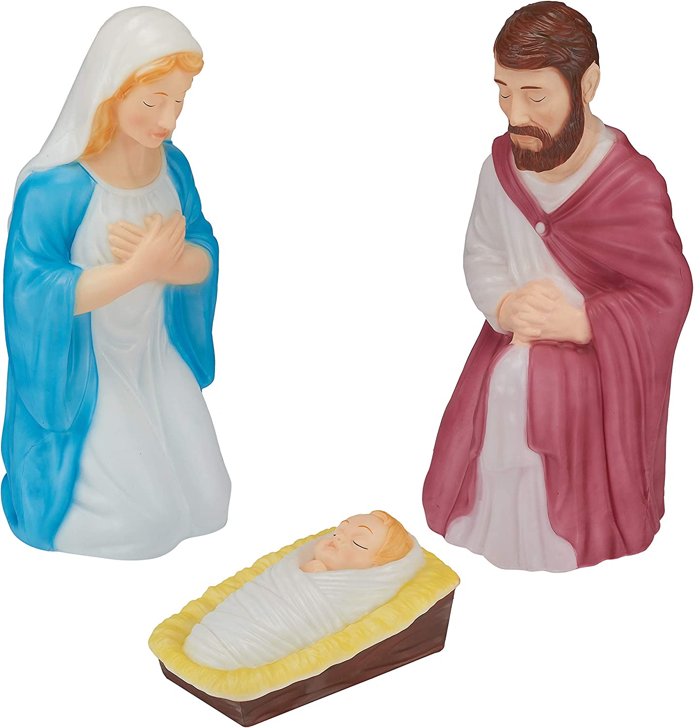 Blow Mold 3 Piece Outdoor Nativity Scene Holy Family with Lights