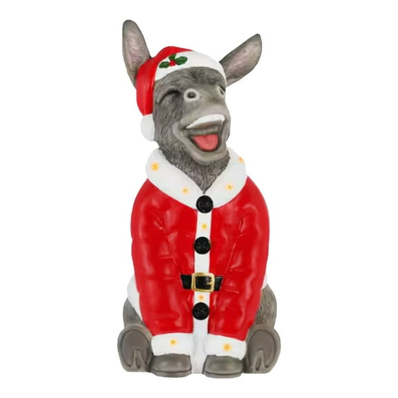 Blow Mold Christmas Donkey Santa 8in Resin Holiday Ornament Decorative Item for Courtyard Indoor Unique Christmas Decor