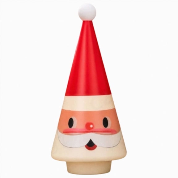 Blow Mold Cone Santa Tree, Pre-Lit Santa Blow Mold Decoration, Retro Lighted Cone Santa Figurine for Lawn, Window, Tabletop Christmas Seasonal Ornament