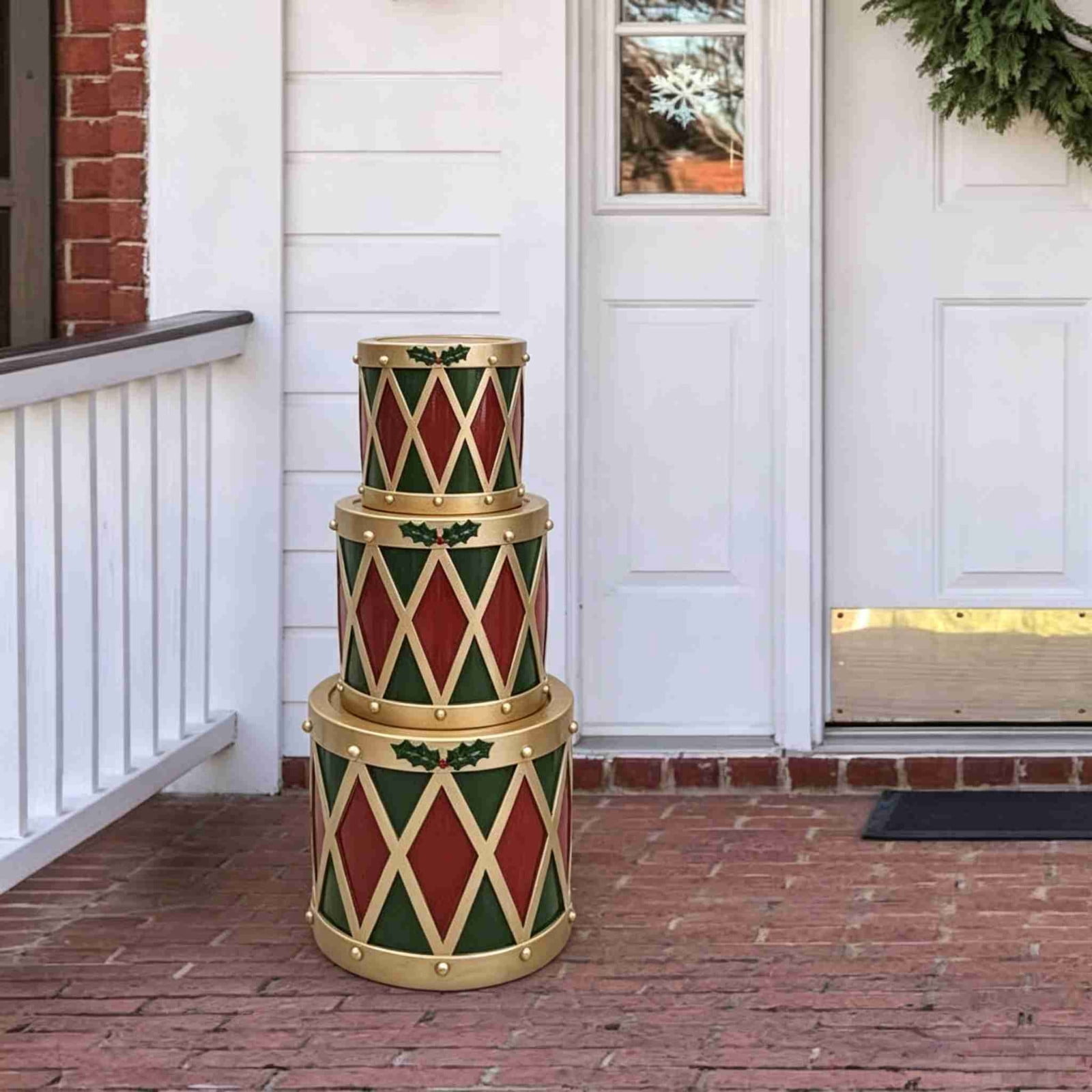 Barrel Stacker Blow Mold Stacked Drum Christmas Decoration, 5.91 Inch Vintage Blow ...