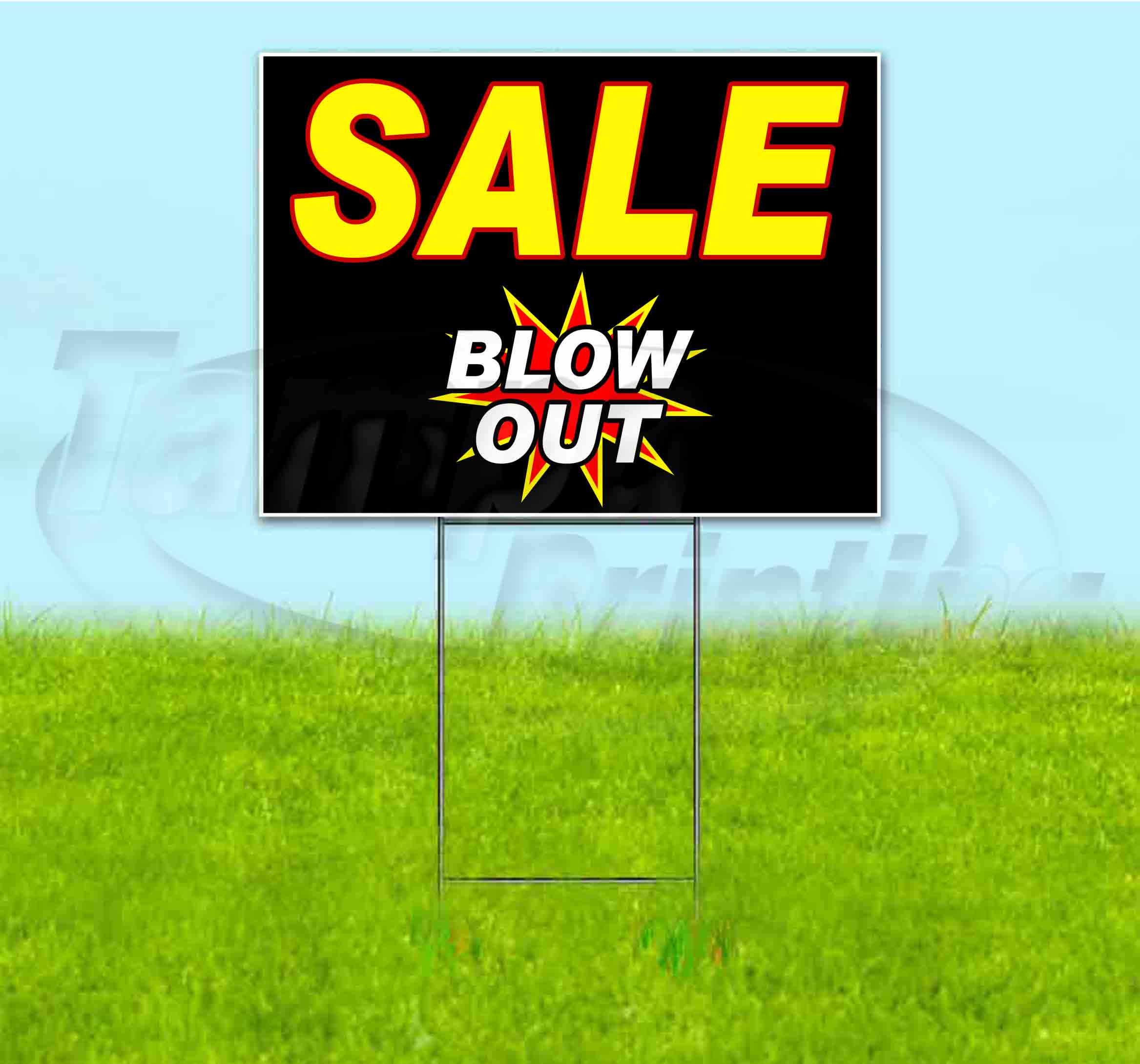 Blow Out Sale (18" x 24") Yard Sign, Includes Metal Step Stake