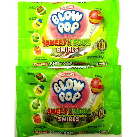 Blow Pop Sweet N Sour Swirls Suckers Lollipops two 4.55 bags