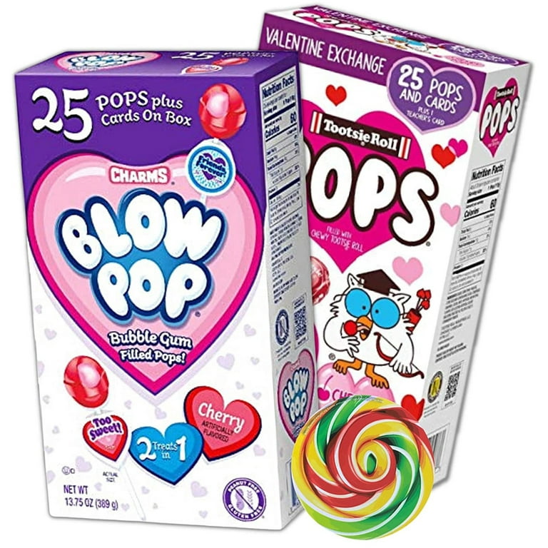 25 Valentines Charms Cherry Blow Pops