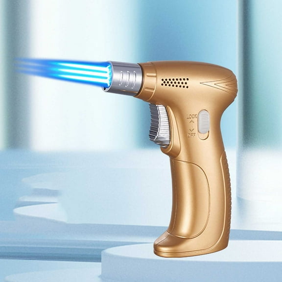 Blow Torch, Butane Torch Lighter, Refillable Kitchen Culinary Cooking Blow Torch with Safety Lock Adjustable Flame for Desserts Creme Brulee BBQ Baking—Butane Gas Not Included