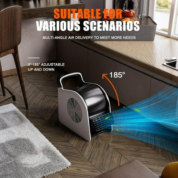 Blower Fan for Drying Cooling And Ventilating, Air Mover for Home Garage Workshop And Job Site Use, Air Mover Blower Fan with 185 Rotation, 3 Speeds, 2 AC Outlets, White