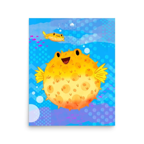 Blowfish Alphabet Wall Art Print, Unframed Paper Poster 8x10in