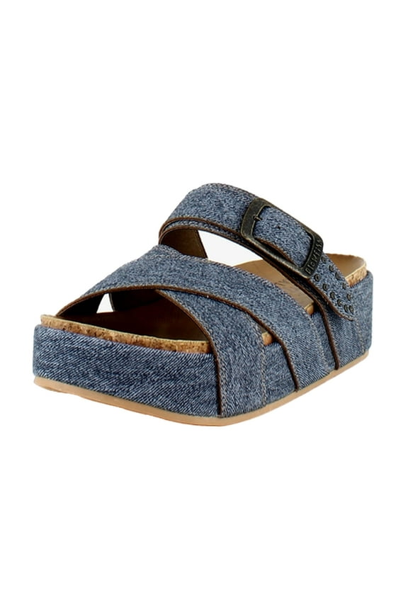Iris Women's Sandals Dark Denim Faux Leather Size 7 M