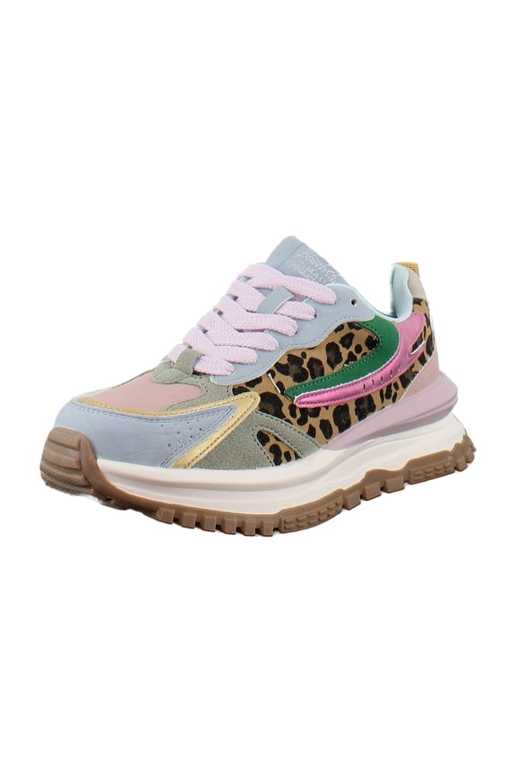 Leo Women's Fashion Sneakers Cloud Blue/Leopard Multi Size 6 M