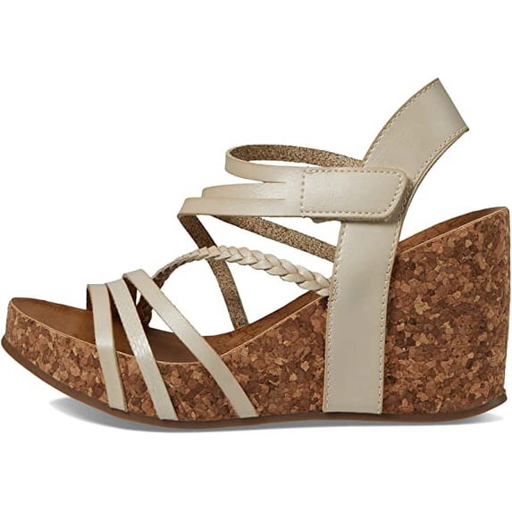 Blowfish Malibu Heidi White Sands Die Cut/Amazon Rawhide Strappy Wedge Sandals (White Sands Die Cut/Amazon Rawhide, 7)