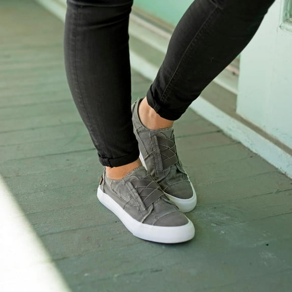 Blowfish Women's Marley Fashion Sneaker, Steel Grey Color Washed Canvas, (10)