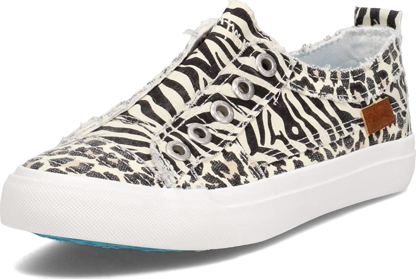 Blowfish Malibu Play Cream City Kitty Canvas/Zebra Slip On Fashion