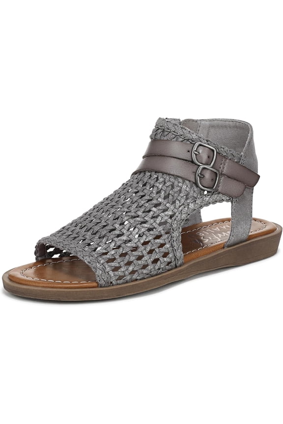 Women's Dream Strappy Low Wedge Sandal Dark Silver Metallic 7M