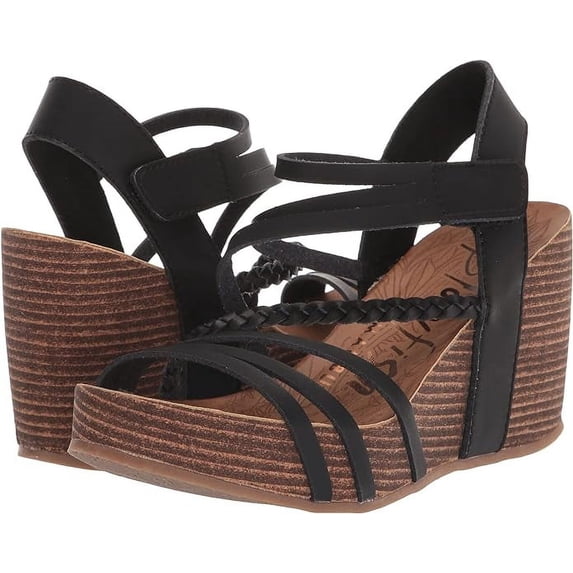 Blowfish Malibu Women's Heidi Sandals, Black Dyecut, Size 9