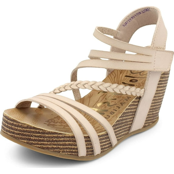 Blowfish Malibu Womens Heidi Wedge Sandal 7 Scotch Dyecut