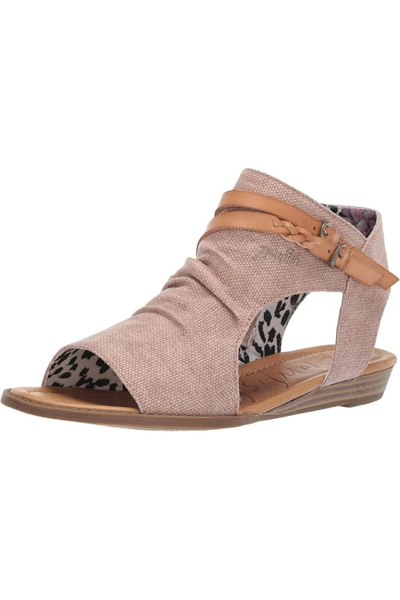 Women's Blumoon Leather Open Toe Man-Made Buckle Closure Wedge Sandal