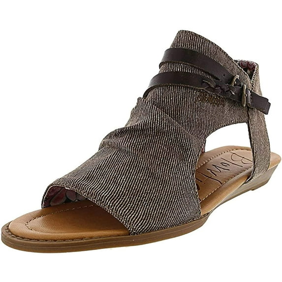 Blowfish Women's Blumoon Tobacco Dyecut Mud Smokey Twillight Ankle-High Fabric Wedged Sandal - 7M