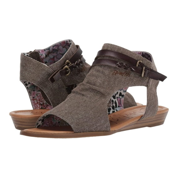 Blowfish Women's Blumoon Tobacco Dyecut Mud Smokey Twillight Ankle-High Fabric Wedged Sandal - 8.5M