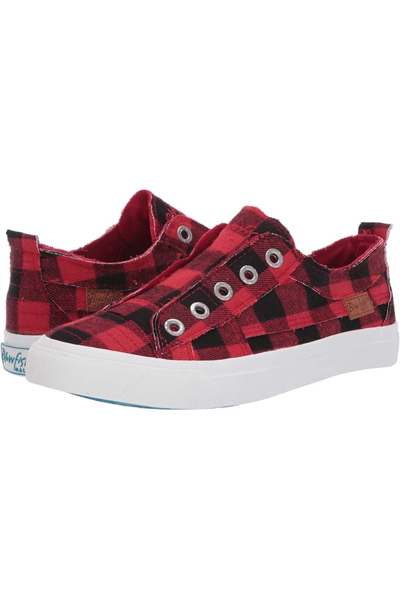 Womens Play Slip On Fashion Sneaker (7.5, Red Buffalo Check)
