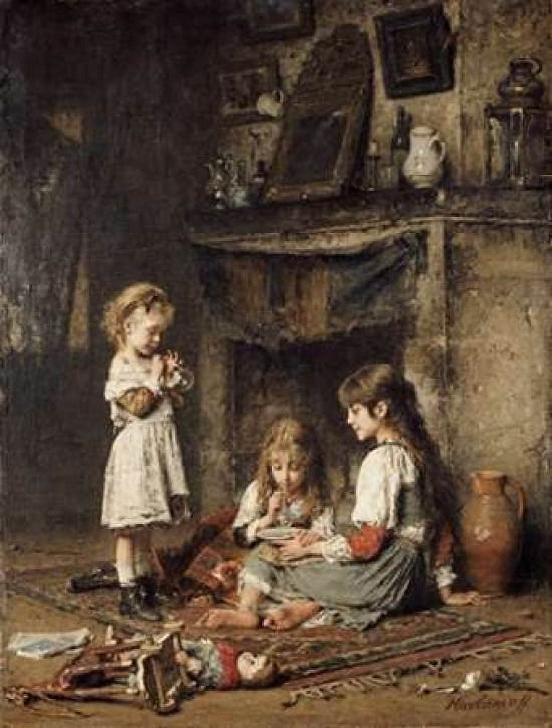 Blowing Bubbles Canvas Art - Alexei Alexeiewitsch Harlamoff (22 x 28)