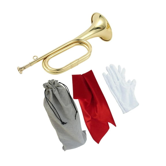 Blowing Bugle, Scout Bugle, Signal Musical Instrument, Solid Copper and Brass Bugle Trumpet for Orchestra Style C