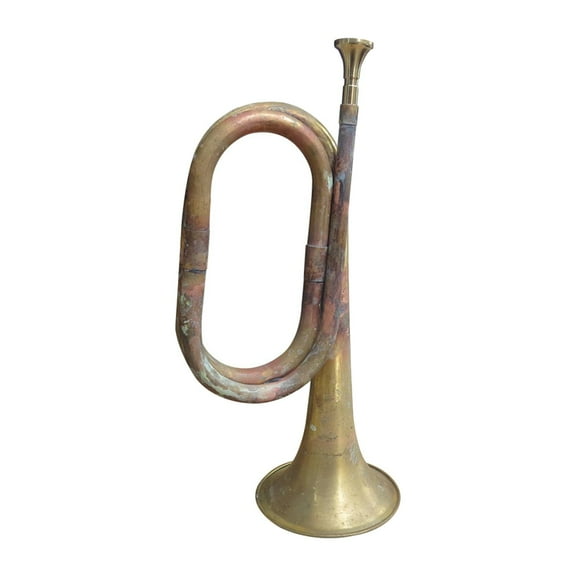 Blowing Bugle Scout Bugle Vintage Music Instrument 12.60inch Trumpet Solid Copper and Brass Bugle for Cavalry Orchestra Beginner Band