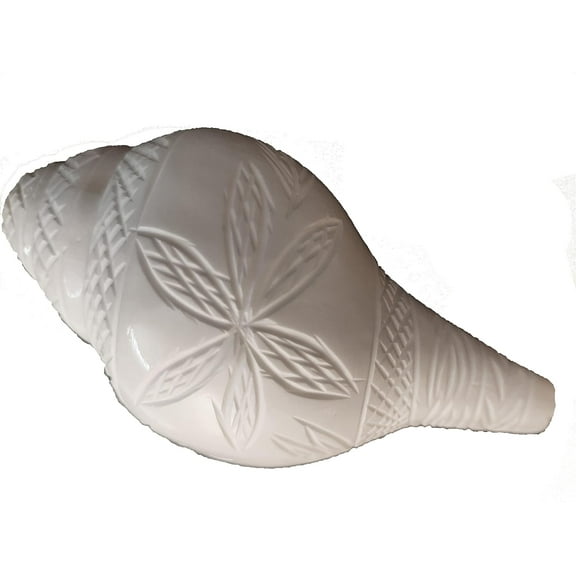 Blowing Shankh for Pooja, Size: 4.5 to 5.5inches (12-13cm) | with Loud Echo Sound and Flower Design | Original Conch Shell for Pooja By Indian Collectible