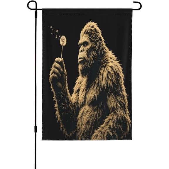Blowing Wishes Blowing Dandelion flag Vintage Funny Sasquatch Small Yard Flags 12x18 Inches Double-Side Garden Banner