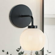 Orbital Contract Grade Sconce, Modern Industrial Design, Bedroom Wall Light, Spherical Glass Orbs, Canopy Finish Options（Black）