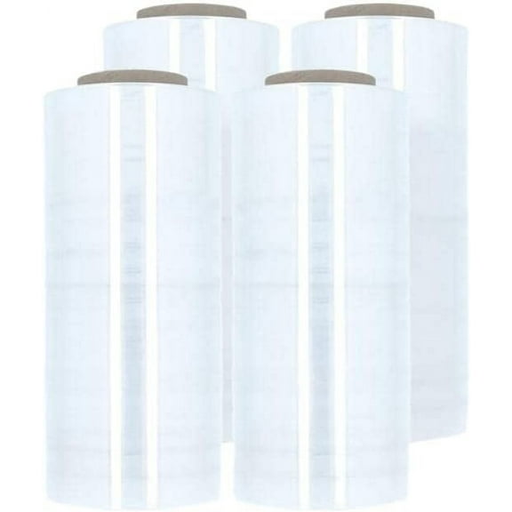 MMBM Blown Hand Stretch Wrap 15" x 1500' 1 Roll 90 Gauge Clear Self Adhering Film for Wrapping and Packing