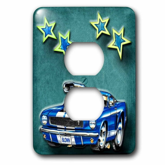 3dRose, Blown Mustang vintage race car with stars for the classic car lover, 2 plug outlet cover