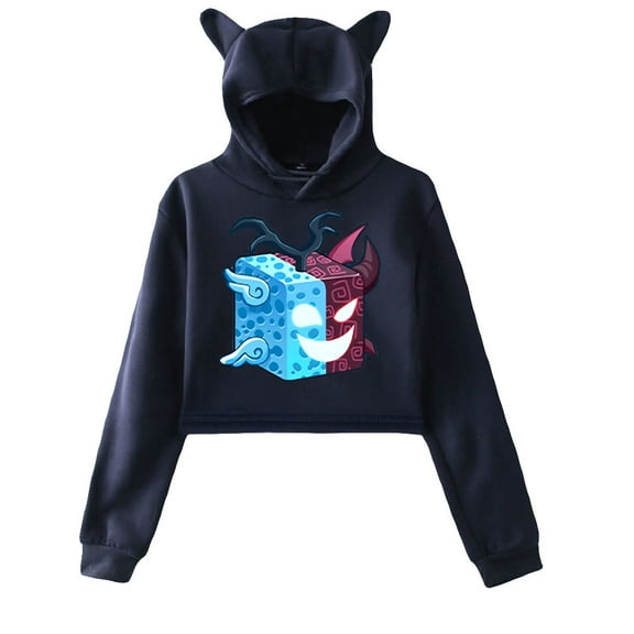 Blox fruits Cat ear hoodie with popular pattern casual women's short hoodie sportswear