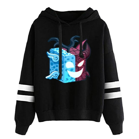 Blox fruits Pocketless hooded sweatshirt with trendy patterns, long sleeved hooded sweatshirt
