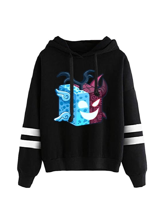 Blox fruits Pocketless hooded sweatshirt with trendy patterns, long sleeved hooded sweatshirt