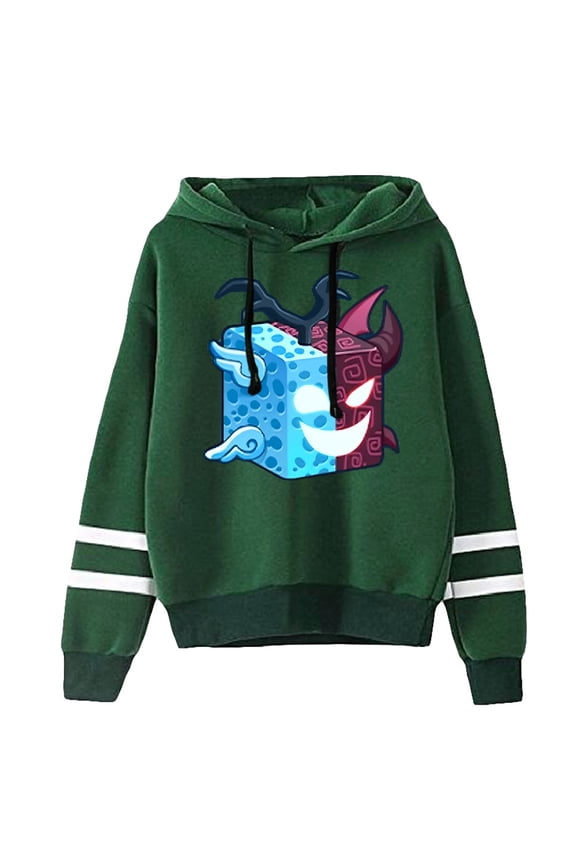 Blox fruits Pocketless hooded sweatshirt with trendy patterns, long sleeved hooded sweatshirt