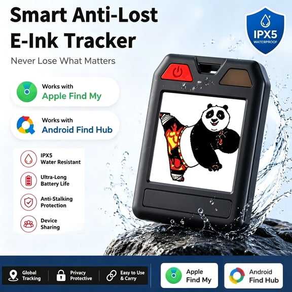 Blozor Bluetooth Tracker,Original Color E-Ink Smart Keychain DIY Support Find My Find Hub Display Anti-Lost Locator Tracker for Keys/Luggage/Wallet